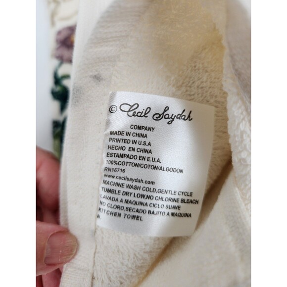 NWT Vintage Cecil Saydah Kitchen Towels Purple Flower Fruit Theme Pear Tomato - Picture 2 of 5